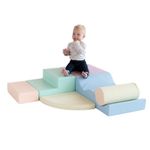 IGLU Soft Play Explorer Set 6 Forms Equipment Climb and Crawl Playground Baby and Toddler 1-3 Years (Light Pastel)