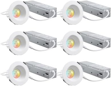 TORCHSTAR 2 Inch Recessed LED Light, 5CCT Dimmable 600lm Canless Recessed Ceiling Light, Baffle Trim Anti-Glare LED Downlight, CRI90+, IC Rated, ETL Listed, 2700K-5000K Selectable, Pack of 6