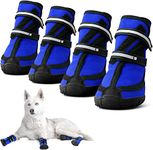 PETANGEL Dog Boots for Medium Large Dogs, Waterproof Dog Shoes with Nonslip Rubber Soles & Reflective Straps, Pet Booties HighAnkle Paw Protectors for Walking, Hiking, Running (Blue, 2XL)