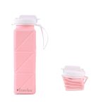 Traveleze Collapsible Water Bottle with Straw, BPA-Free, Geometric Design, Pink and Pistachio Green (Pink)