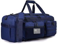 LHI 50L Tactical Duffle Bag for Men, 3-in-1 Gym Duffle and Backpack, Shoe Compartment, Laptop Sleeve and MOLLE, Carry-On Travel Weekender and Overnight Bag – Blue