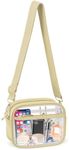 KETIEE Clear Bag for Stadium Events: Clear Crossbody Bag Stadium Approved Clear Purses for Women with Front Pocket Mesh Pouch and Adjustable Strap for Concerts Sports Festivals (Golden)