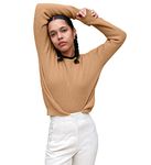 State Cashmere Women’s 100% Pure Cashmere Knitted Loungewear Crewneck Pullover Sweater (Sweater/Cammello, X-Large)