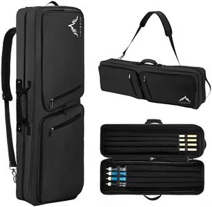 UNIHIMAL 4x4 Pool Cue Case - Soft Padded Pool Stick Case Holds 4 Butts and 4 Shafts, Pool Stick Bag with Adjustable Shoulder Straps, Includes 2 Large Accessories Pockets(Black)