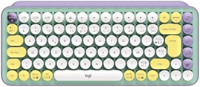 Logitech POP Keys Clavier Mécanique Sans Fil avec Touches Emoji Personnalisables, Design Compact Durable, Bluetooth ou Connectivité USB, Multidispositif, Compatible OS - Daydream - AZERTY