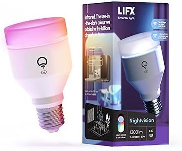 LIFX Nightvision A60 1200 lumens [E27 Edison Screw], Full Colour with Infrared, Wi-Fi Smart LED Light Bulb, No Bridge Required, Compatible with Alexa, Hey Google, HomeKit and Siri.