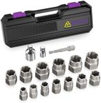 ANPUDS Bolt Extractor Set, 16 Pieces Impact Bolt & Nut Remover Set, Nut Extractor Socket Set, Stripped Lug Nut Remover for Removing Broken, Rounded, Rusted, Frozen, Damaged Nuts Screws & Bolts