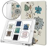 DuraSafe Cases for iPad 9th 2021 8th 2020 7th 2019 Gen [iPad 9 iPad 8 iPad 7 ] 10.2 Inch A2602 A2270 A2197 MK663HN/A Clear Back TPU Silicone Back Printed Case Pencil Holder - Watercolor Flowr