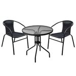 Rattan Dinning Furniture Set – Rattan Garden Furniture – Bistro Table and Chairs Set 2, Garden Seating Set, Patio Furniture, Outdoor Table, Bistro Set, Garden Table And Chairs (Black, 3 Piece)