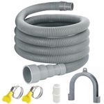 Universal Washing Machine Drain Hose, 10 Feet Flexible Washing Machine Drain Hose, Washer Drain Hose, Portable Discharge Washer Hoses with 1 Extension Adapter and 2 Hose Clamps, 1 U-Bend Hose Holder