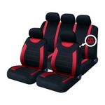 Sakura Car Seat and Headrest Covers Carnaby Red SS5293 - Full Set Universal Size Elasticated Hems Side Airbag Compatible Washable Easy Fit