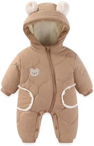 JiAmy Baby Snowsuit Baby Hooded Winter Clothes Newborn Winter Outfit Coat Toddler Boy Girl Clothes Brown 6-9 Months