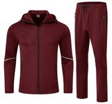 TBMPOY Men's Tracksuits Jogging Sweatsuits Hooded Track Suits 2 Piece Set Warm Up Full Zip Athletic Casual Sports Wine Red L