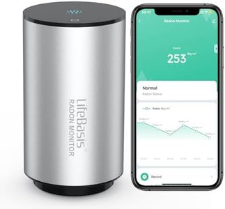 Life Basis Radon Detector for Home, Smart Radon Monitor Fast Capture of Fluctuating Levels, Radon Tester Short & Long-Term Monitoring with Alert Notifications - Connected Mobile App & WiFi