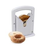 Bagel Slicer, Perfect for Bagels, Safe Grip, Safety Shield, Bagel Cutter Stainless Steel, Universal Slicer (White)