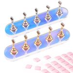 ANGNYA 2 Set Nail Stand ,Aurora Nail Holder for Painting Nail Stand for Press on with 96 Pcs Reusable Sticky Putty Nail Display Stand Nail Hand Practice Magnetic Nail Art Tools for Homes and Salons (Round)