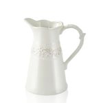 OTARTU White Ceramic Pitcher Vase, Flower Vase Pitcher,Farmhouse vase for Home Décor, 8.5inch Jug Vase.