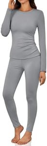 LILLUSORY Womens Long Johns Thermal Underwear Set Grey L