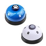 SLSON 2 Pcs Pet Training Bells for Dog Cats Doorbells for Potty Communication and Potty Training with Large Button and Cat Paw Pattern, White and Blue