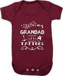 Hippowarehouse Love My Grandad and His Tattoos Baby Vest Bodysuit (Short Sleeve) Boys Girls Maroon