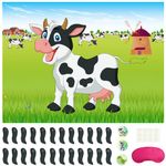 Morcheiong Pin The Tail on The Cow Party Game with 48 Tails for Farm Party Decorations Kids Birthday Party Favors Western Party Supplies