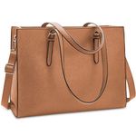 NUBILY Laptop Bags for Women 15.6 inch Large Leather Tote Bag Ladies Laptop Handbag Computer School Shoulder Bag Business Work Bag Brown