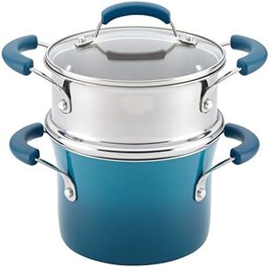 Rachael Ray 17647 Nonstick Sauce Pot and Steamer Insert Set, 3 Quart, Marine Blue Gradient