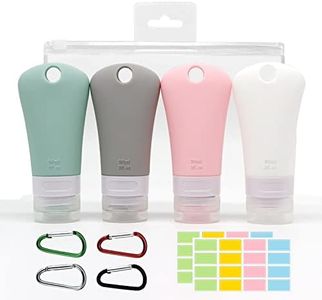 4 Pcs Silicone Travel Bottles Set, BetterJonny Leak Proof Squeezable Travel Tubes Set with Keychain and EVA Bag Refillable Travel Accessories for Shampoo Lotion Soap Liquids (3 fl.oz)