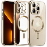 JETech Soft Clear Case for iPhone 13 Pro 6.1-Inch, Camera Lens Full Protection, Compatible with MagSafe Wireless Charging, Shockproof Electroplated TPU Phone Cover (Gold)