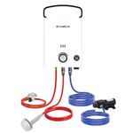 CAMPLUX 5 litres Gas Water Heater with Water Pump F5 Pro, Portable LPG Shower with Handle, Butane/Propane, 28-37mbar, for Outdoor/Campsite/RVs/Remote House, First Series