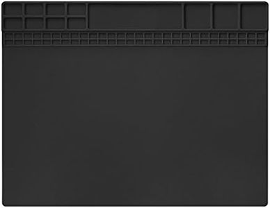 Cellphone Repair Mat Silicone Mat Repair Kit,Large Soldering Mat, Electronics Mat for Soldering Iron, Phone Repair, Computer Repair and Other Devices Repair 15.8 x 11.8 Inches(Black)