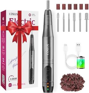 COSLUS Nail Drill Electric Nail Files, Cordless Manicure and Pedicure Set, Adjustable Speed Professional E File for Acrylic Gel Nails, Cuticles, Hard Skin, 6 Nail Drill Bits (Gray)