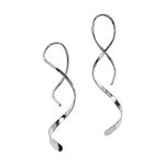 Spiral Threader Earrings for Women Stainless steel Handmade Twisted Curved Pull Through Earrings Drop Dangle Earrings Jewelry for Women (silver)