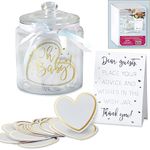 Kate Aspen Iridescent Baby Shower Wish Jar with 50 Heart Shaped Cards Guest Book, One Size, Clear