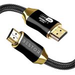 BESTOR® 8K HDMI 2.1 Cable 48Gbps Ultra High Speed HDMI Braided Cord-4K@120Hz 8K@60Hz, DTS:X, HDCP 2.2 & 2.3, HDR 10 Compatible with Roku TV/PS5/HDTV/Blu-ray (8 Meter/26.2 Feet)