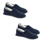 Footmate Lightweight Anti-Skid House Shoes, Anti Slip/Skid Rubber Grip Casual House Slipper Socks, Low Cut Socks for Home, Office, Living Room, Bedroom – NAVY, Size - XXL (28 cm) (2 Pair Pack)