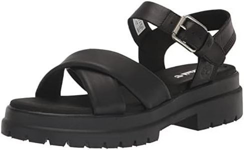 Timberland Women's London Vibe X Strap Sandal, Black Full-grain, 9.5