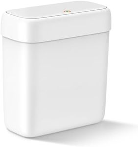 MOPALL Small Bathroom Trash Can with Lid, 3.2 Gallon / 11.5 L Slim Plastic Garbage Bin with Pop-Up Lid, Mini Waste Basket Can Dog Proof for Kitchen, Bedroom, Office, Laundry, Toilet, Rv, White