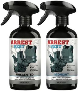 Arrest My Vest Odor Eliminating Spray for Body Armor, K-9's and vehicles 2 16 oz bottles, 1 Midnight Fragrance and 1 Unscented. Completely safe on all body armor, fabrics, upholstery and leather