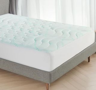 3-Zone Cooling Mattress Pad Twin XL Size, Quilted Twin XL Mattress Pad for Dorm, Adjustable Split-King Beds, Deep Pockets