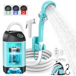 AUTOPkio Portable Camping Shower, Upgraded Outdoor Shower with 4500mAh Rechargeable Battery Pump IPX7 Waterproof for Camp, Hiking, Car Washing, Pet Bath (Blue)