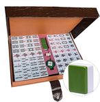 LANYOTA Mahjong Set, Chinese Mahjong Game Set with Carrying Travel Case,36x27mm,Large 144+2 Tiles with Arabic Numerals, 2 Dice and a Wind Indicator(Green)