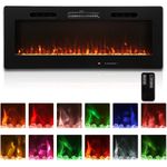 Homedex 60" Electric Fireplace, Electric Fireplace Inserts Recessed/Wall Mounted with Touch Screen, Remote Control with Timer, 12 Adjustable Flame Colors, Log & Crystal Options, 750/1500W Heater