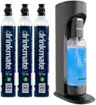 Drinkmate OmniFizz Sparkling Water and Soda Maker, Carbonates Any Drink Not Just Water, Fizzy Drink Maker, Water Carbonator, Sparkling Water Machine, x3 CO2 Cylinders Included, Matt Black