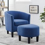 WOODSTER Langley Single Seater Engineered Wood Accent Chair with Footstool (Blue)