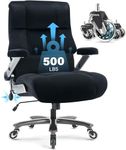 Big and Tall Office Chair 500lbs- Executive Desk Chair with Adjustable Lumbar Support 3D Flip UP Arms- Heavy Duty Quiet Wheels Metal Base Ergonomic Computer Chairs, Black