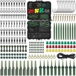 OROOTL Carp Fishing Tackle Set Carp Rigs Making Kit for Beginners Include Hooks, Safety Clips and Rolling Swivels, Beads, Sleeves, Boilie Stops, Corns 271pcs/box Carp Fishing Accessories Equipment