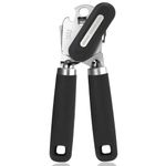 Hand Can Opener Manual, UHIYEE HandHeld Can Openers with Soft Grip Handles, Manual Can Opener Heavy Duty with Smooth Cut Sharp Blade, Easy Turn Can Openers for Senior, Black