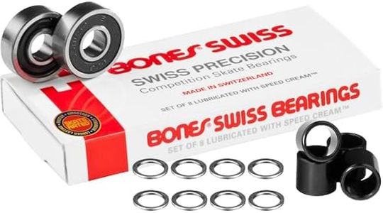 Bones Swiss Skateboard Bearings 8 Pack with Spacers & Washers Bundle