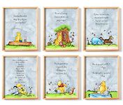 Winnie the Pooh Poster, Set of 6, 8x10 inches, Nursery Wall Art Decor, Hand Painted Wall Decor, Winnie the Pooh Baby Shower, Boys and Girls Room Decor, Baby's Decor Bear Friends